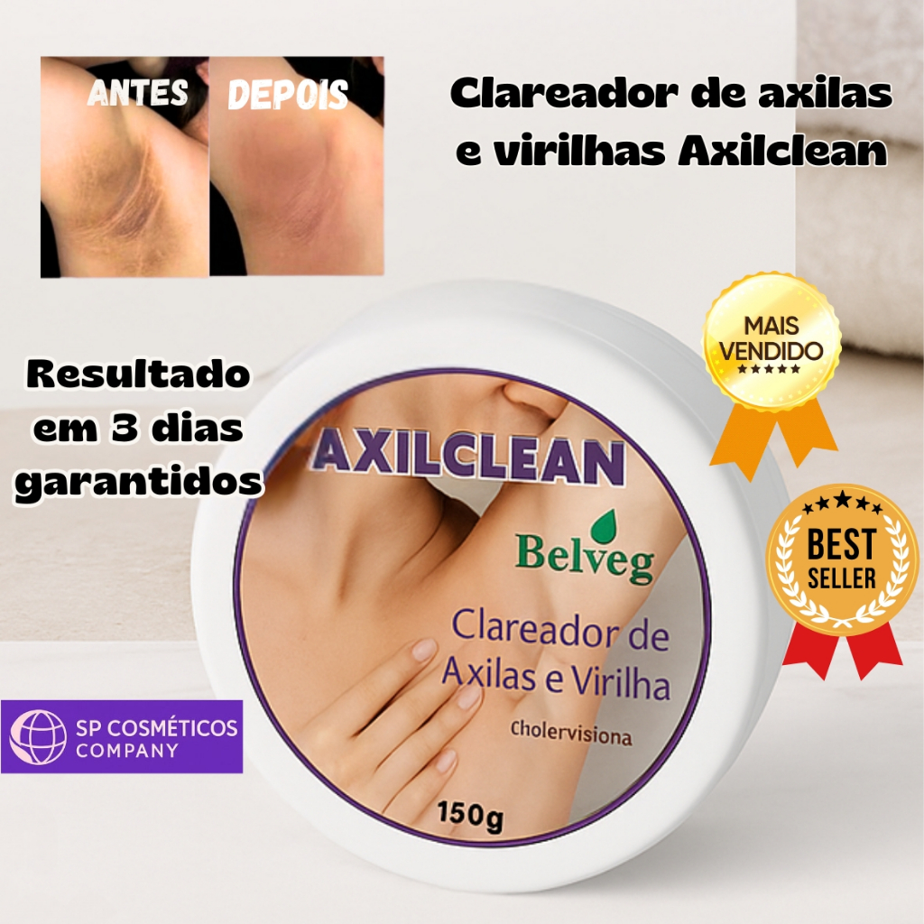 Clareador de Virilha e Axila axilclean 150 gr Axilas e Virilhas Escuras Nunca Mais belveg