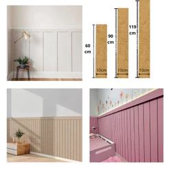 Kit Ripas Ripado Shiplap Retangular Decorativo MDF 3mm cru - Envio Imediato