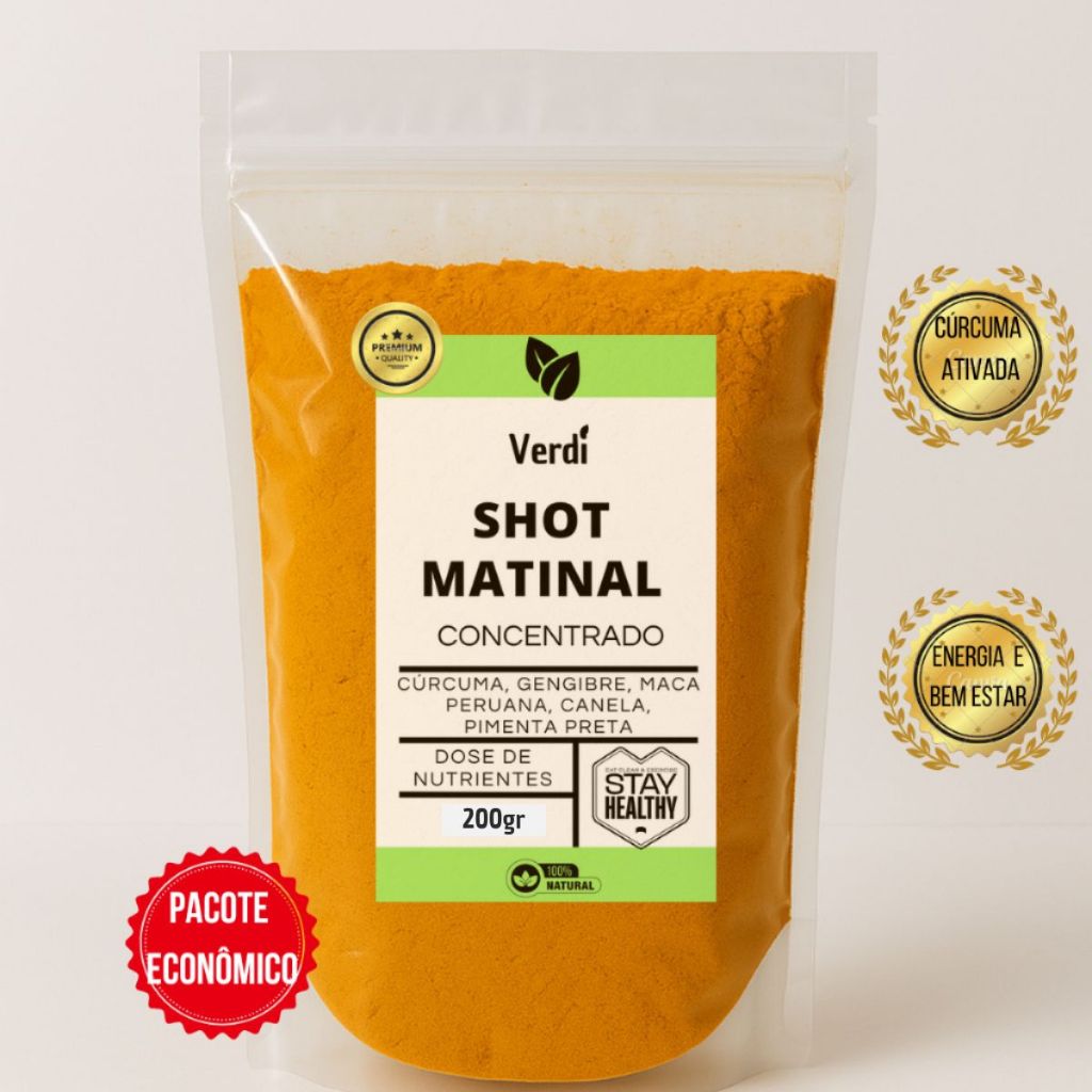 Shot matinal - curcuma, gengibre, maca peruana, canela, pimenta preta