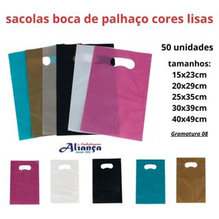 50un Sacolas Boca de Palhaço Cores Lisas para lojas e para presentes em Oferta na Shopee