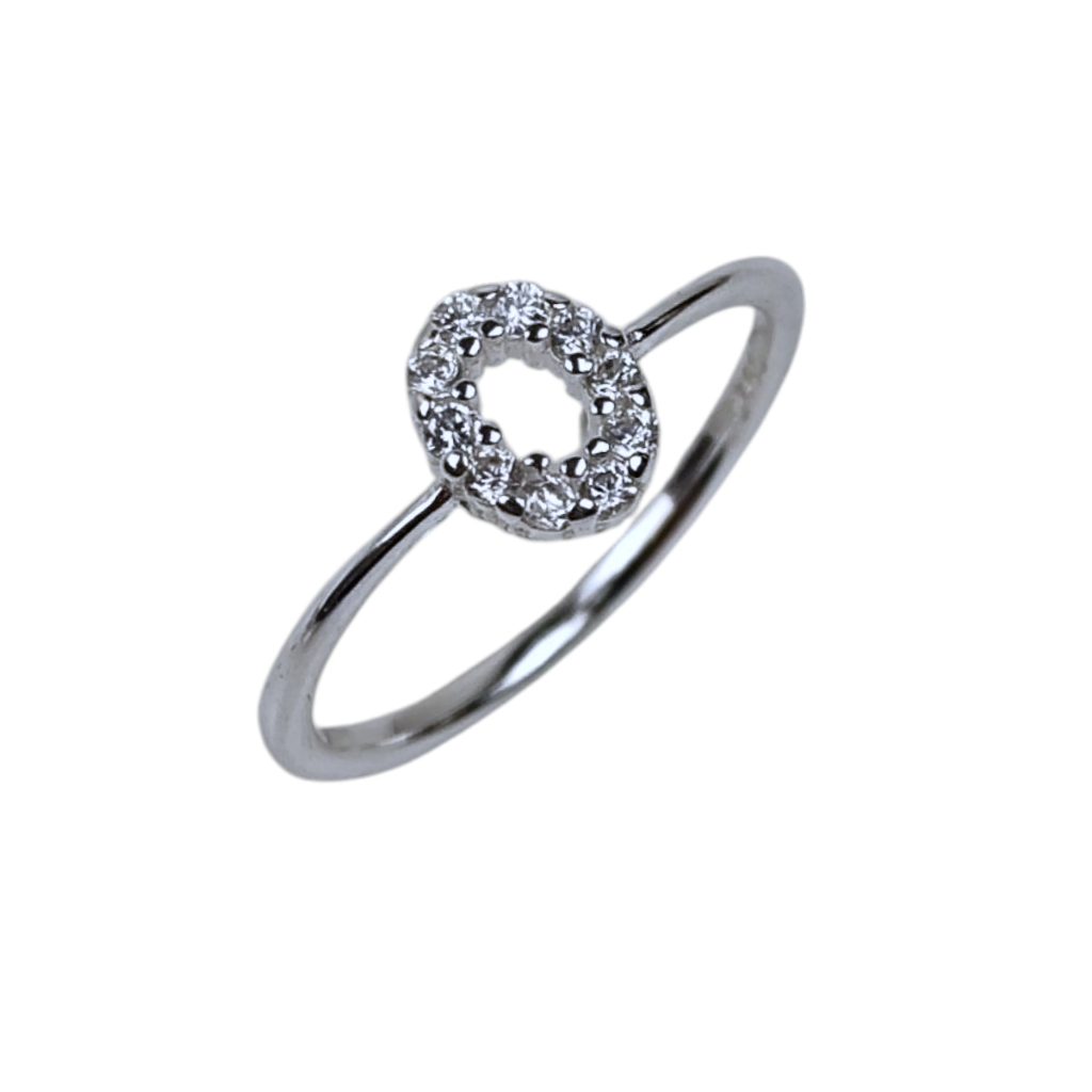 Anel Feminino Prata 925 Legitima - Circulo Oval Vazado Micro Cravejado em Oferta na Shopee