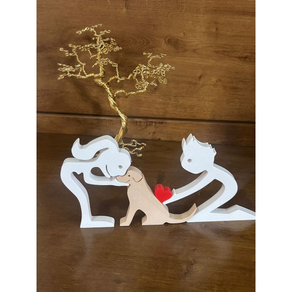 Escultura Casal coração e  Cachorro - Humano e Cachorro -  Decoração Pet De Mesa - Quarto - Sala em Oferta na Shopee
