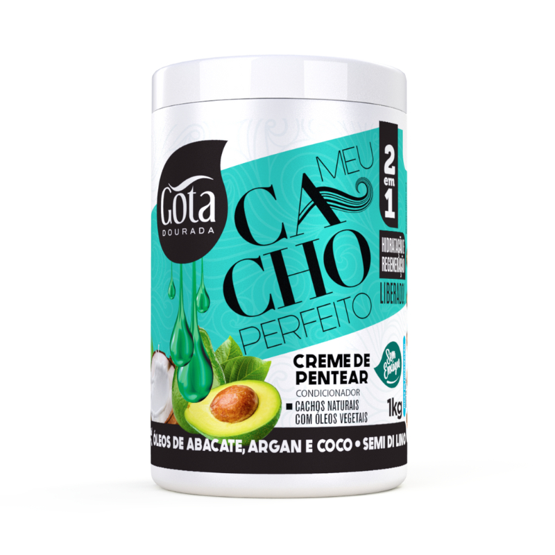 Creme de Pentear Meu Cacho Perfeito Gota Dourada - Óleo de Abacate, Argan e Coco em Oferta na Shopee