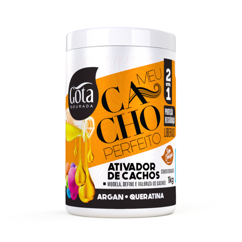 Ativador de Cachos Gota Dourada -  Óleo de Argan e Queratina em Oferta na Shopee