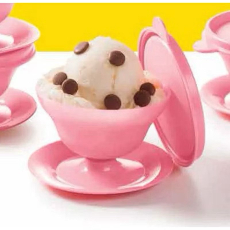 Tupperware Tacinha para Sobremesa Rosa kit 4 Peças