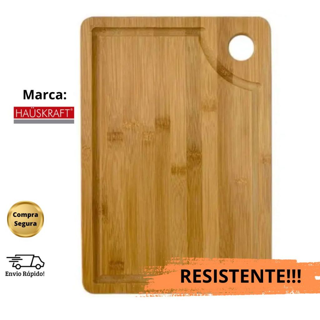 Tábua de Carne Para Corte Churrasco Legumes Multiuso 100% bambu Universal Com Alça