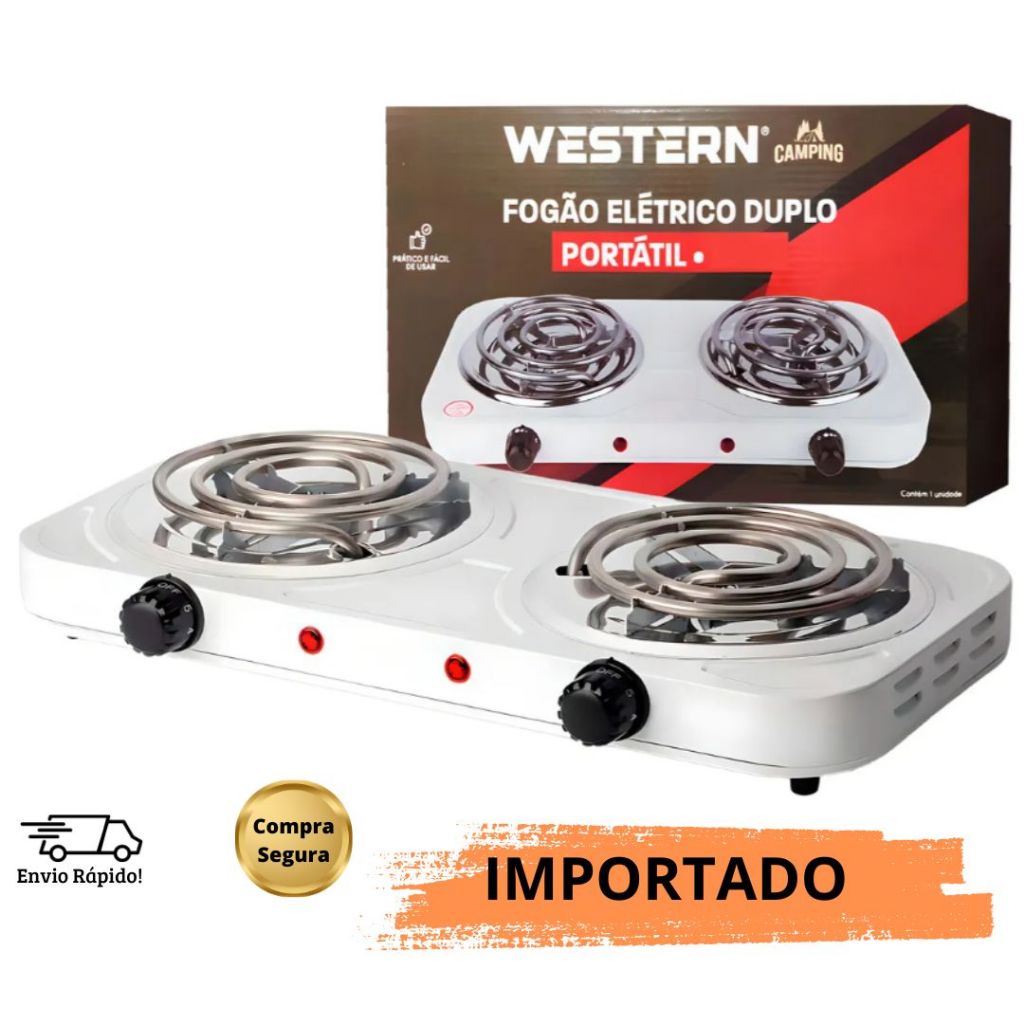 Fogão Cooktop Elétrico Western 2 Bocas Portátil 2000w Fogareiro Cooktop 110v 127v portátil