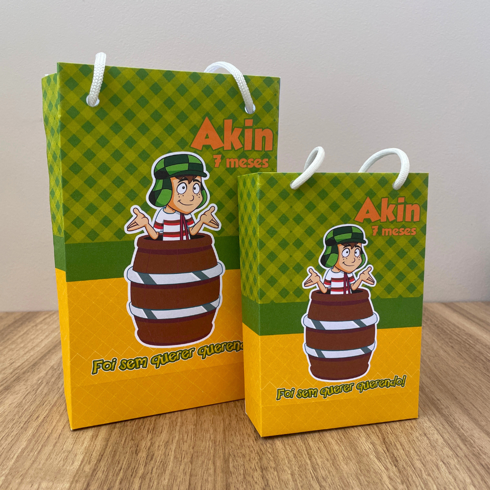 Sacola Chaves Personalizada (PEGUE E MONTE) -TAM P OU M, sacolinha Chaves, sacolinha surpresa Chaves