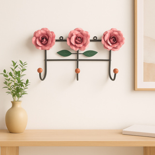 Cabideiro de Parede 3 Flores - Cabide 3 Ganchos Artesanal | Metal | Decoração e Organização em Oferta na Shopee