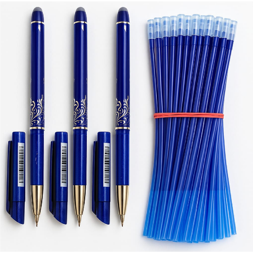 Caneta + 50 Refil carga cartucho de tinta apagável c borracha calor, ferro de passar, para tecido em Oferta na Shopee