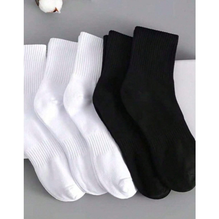 Kit 24 Pares de Meia Cano Médio com Algodão Unissex - Cores PRETO e BRANCO em Oferta na Shopee