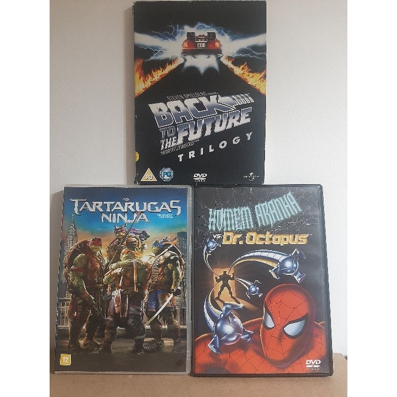 DVD FILME AS TARTARUGAS NINJA HOMEM ARANHA VS DR OCTOPUS  E BACK TO THE FUTURE