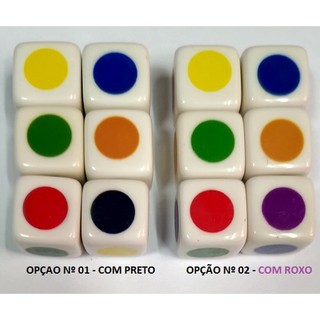 DADO 6 LADOS COLORIDO CÍRCULO - 16x16x16 mm - KIT COM 30 DADOS