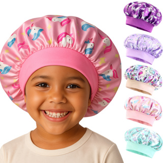 Touca de Cetim Infantil Antifrizz Unicórnio com Faixa Macia Confortável para Dormir em Oferta na Shopee