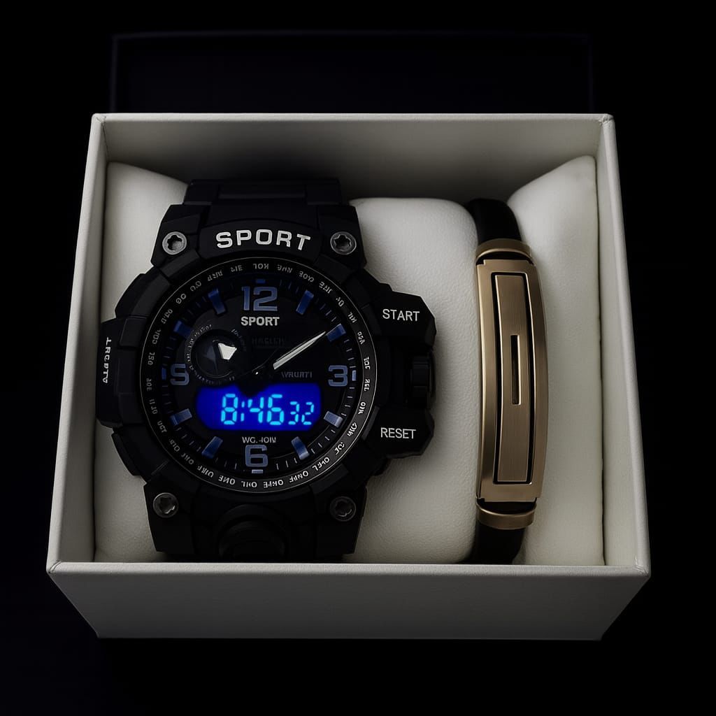 Relogio masculino original + caixa para presente pais namorado + pulseira luxo shok sport premium em Oferta na Shopee