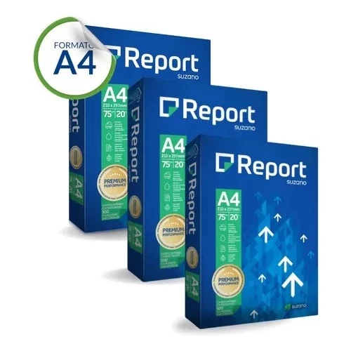1500 Folhas Sulfite A4 Report Premium 75g - (3 Pacotes com 500 folhas cada)