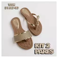 KIT 2 PARES CALÇADO FEMININO SANDÁLIA RASTEIRINHA