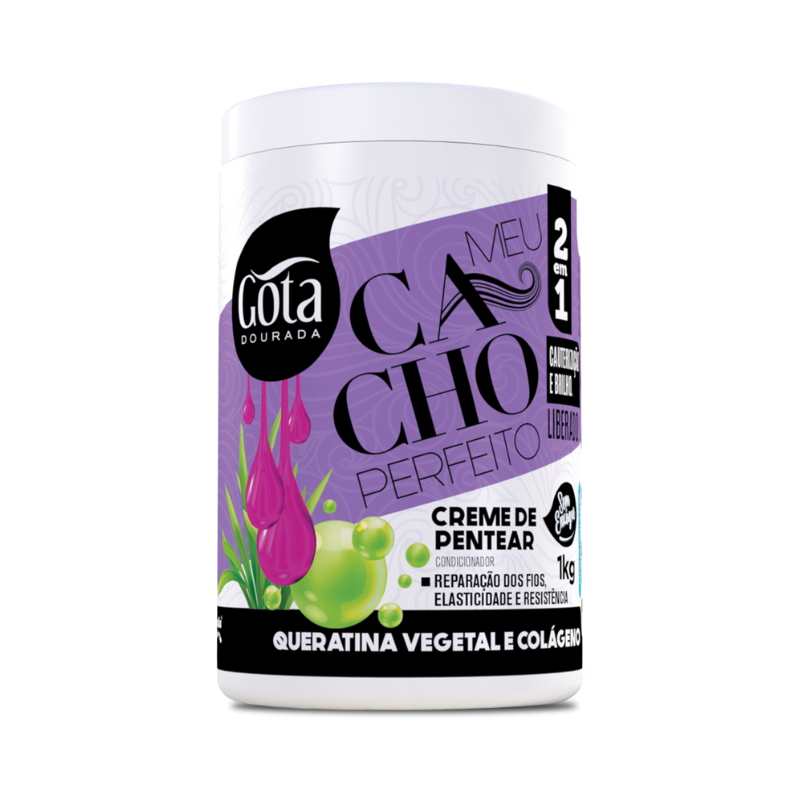Creme de Pentear Meu Cacho Perfeito Gota Dourada -  Queratina Vegetal e Colágeno em Oferta na Shopee