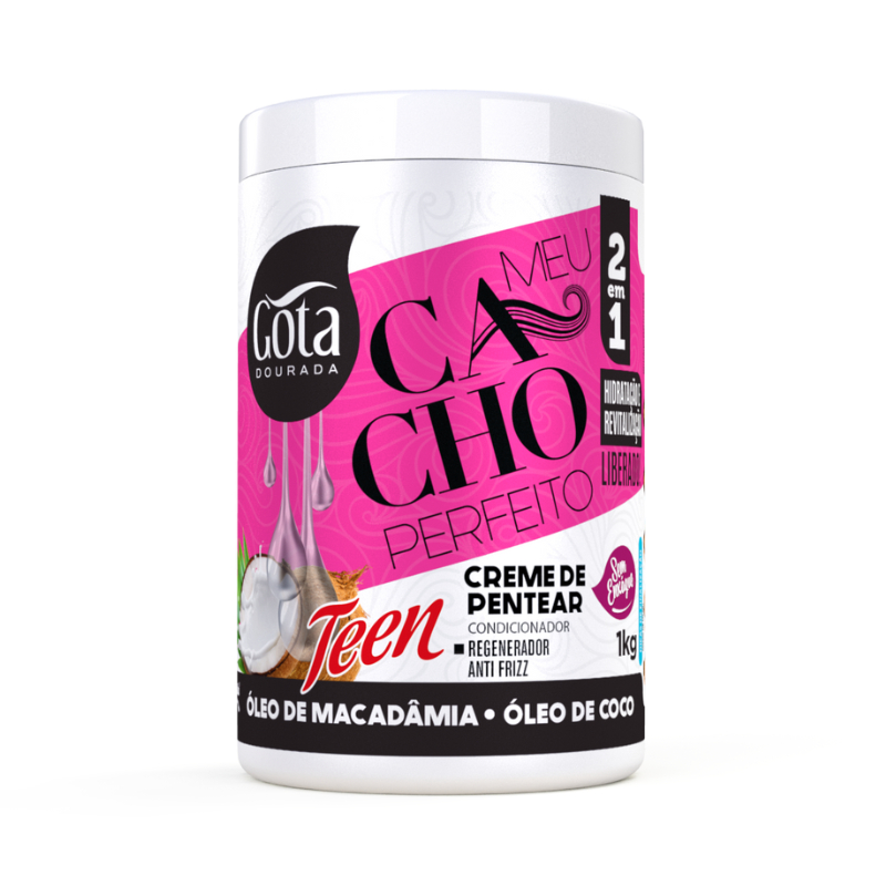 Creme de Pentear Meu Cacho Perfeito Gota Dourada -  Óleo de Macadâmia em Oferta na Shopee