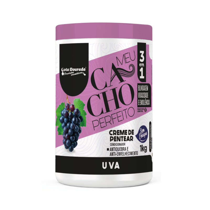 Creme de Pentear Meu Cacho Perfeito Gota Dourada - Uva em Oferta na Shopee