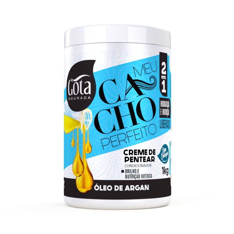 CREME CONDICIONADOR SEM ENXAGUE MEU CACHO PERFEITO GOTA DOURADA - Óleo de Argan