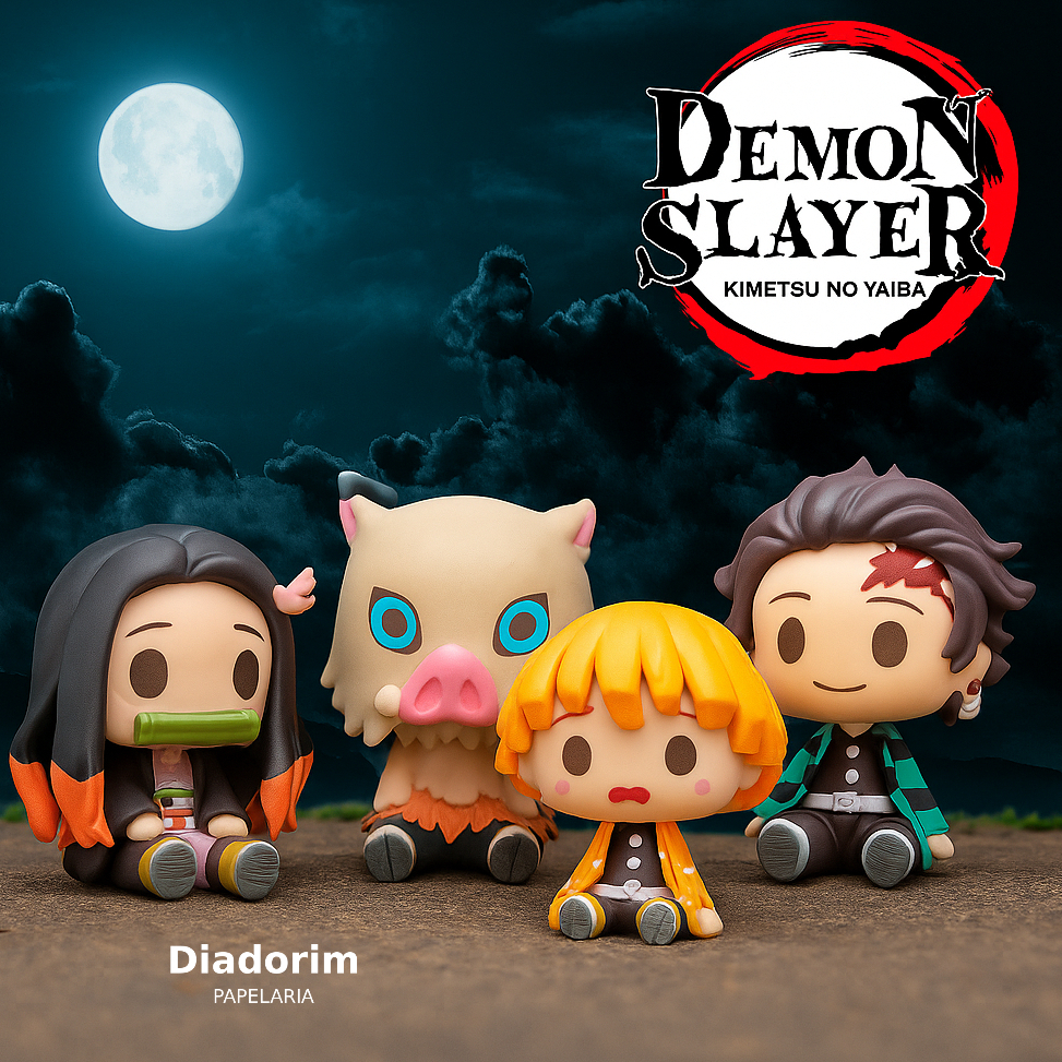Mini Figures Demon Slayer (4 peças) – Nezuko, Tanjiro, Zenitsu e Inosuke – Colecionáveis em PVC / Ou figure separadas