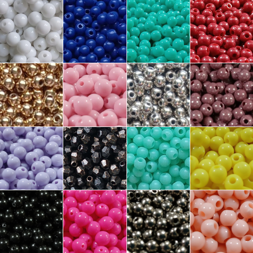 Lindas miçangas 4MM 100% ABS até 600 peças p/ bijuteria, colar, pulseira brinco, terço e artesanato