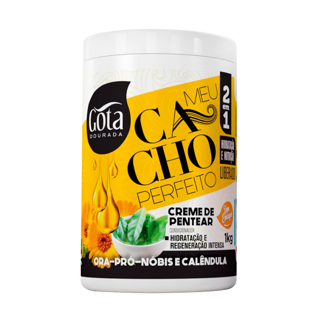 Creme de Pentear Meu Cacho Perfeito Gota Dourada - Ora-Pro-Nóbis e Calêndula em Oferta na Shopee