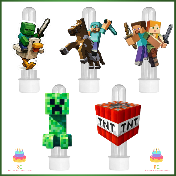 Kit Tubetes + Artes Aniversário Personagens Tema MINECRAFTT - Decoração Festa Infantil Personalizado em Oferta na Shopee