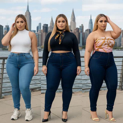 Calça Jeans Feminino Plus Size Cintura Alta Com Lycra Strech Elastano Premium- Curve