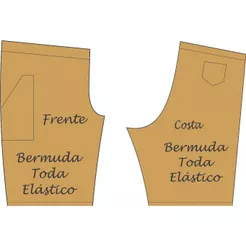 Molde de Bermuda com cintura Toda Elástica, modelagem de bermuda com Cintura toda elástica em papel Kraft 100 gr.