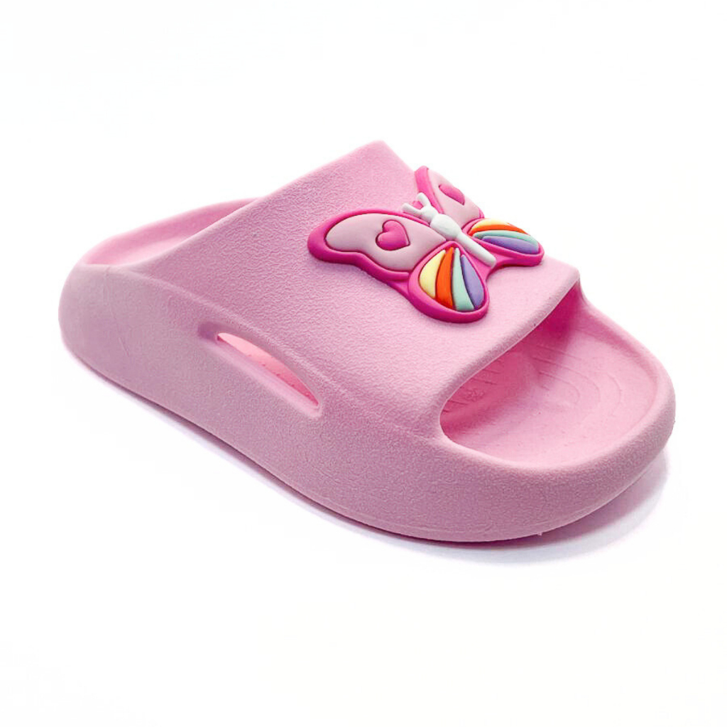 Sandália Slide Nuvem Infantil Menina - Borboleta Colorida Leve Confortável Moda Lavável 21 ao 32