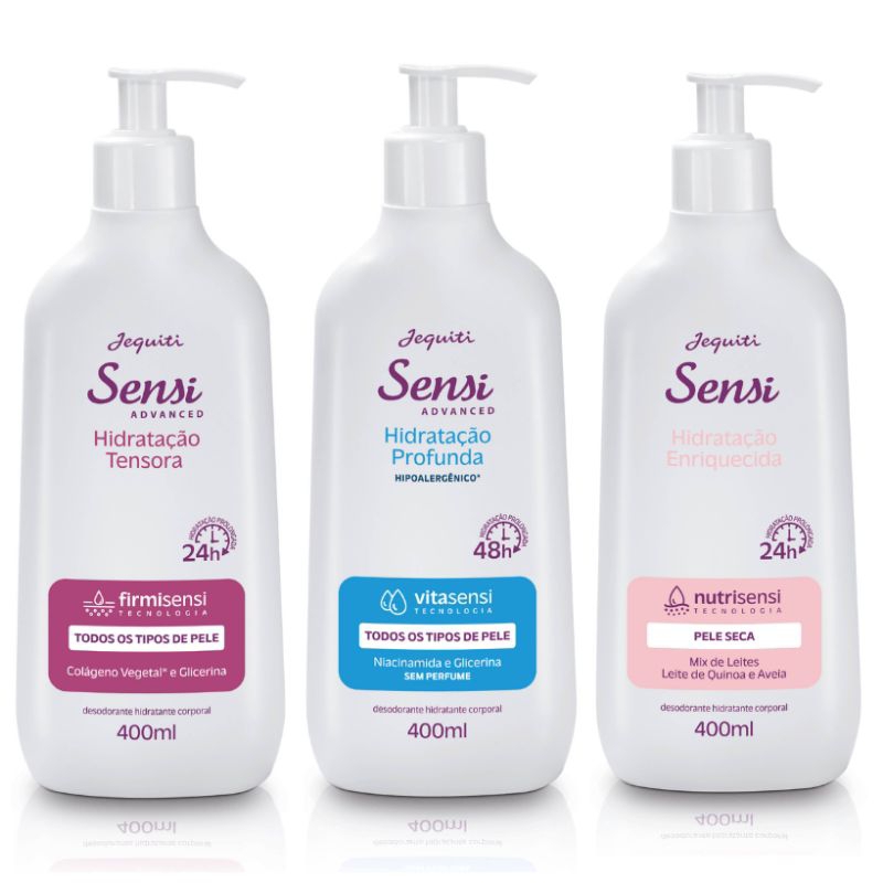 Loção Hidratante Desodorante Corporal Sensi Jequiti 400 ml - Colágeno Hidratação Tensora - Hidratação Ultra Nutritiva