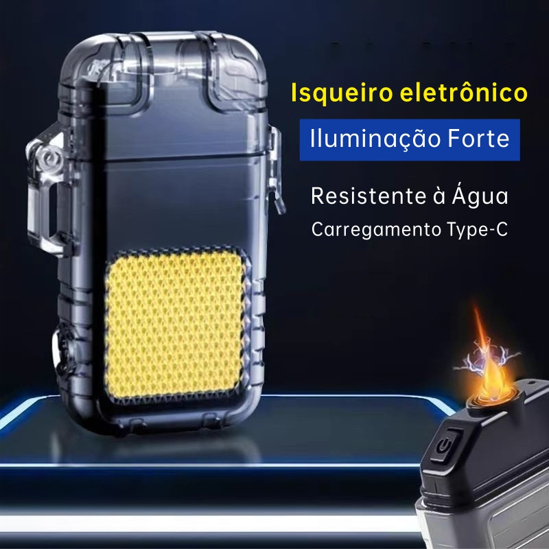Isqueiro eletrônico Recarregável com Lanterna LED – À Prova d’Água