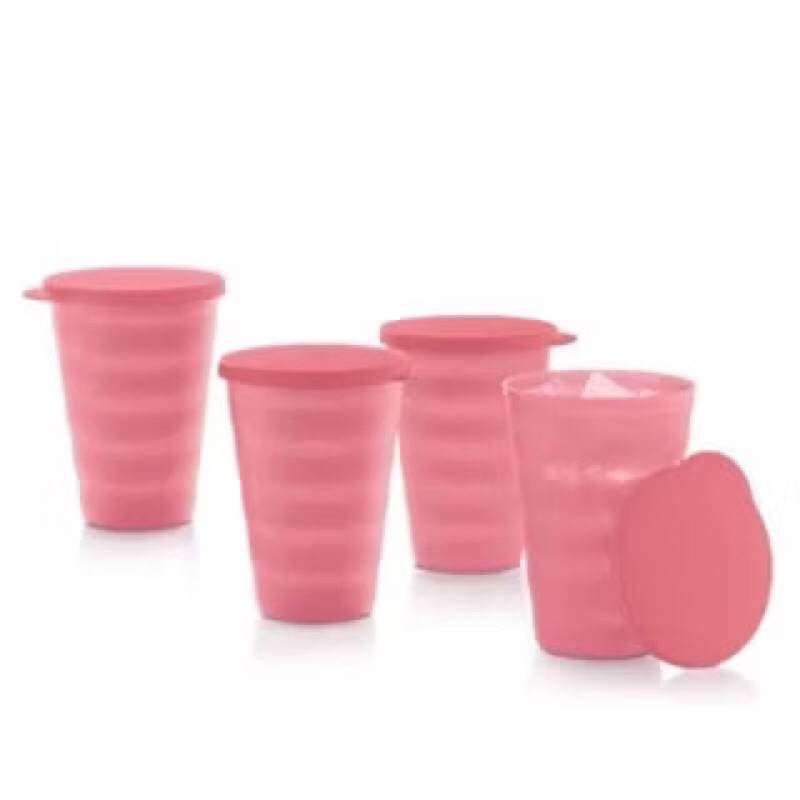 KIT 4 PEÇAS COPO MURANO 500ML ROSA TUPPERWARE