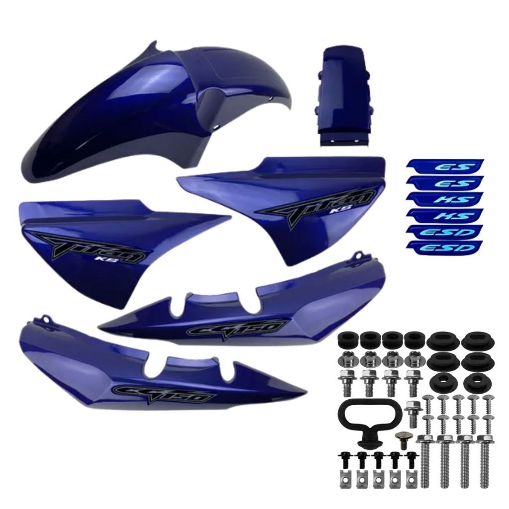 Jogo de Carenagens Titan 150 Azul 2004 a 2008 – Inclui Adesivos e Kit de Fixação em Oferta na Shopee