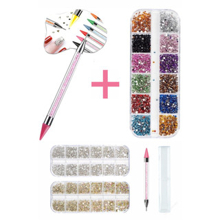 Decoração De Nail Art , Caneta de strass + Strass coloridos/prateados/dourados , Adequado…