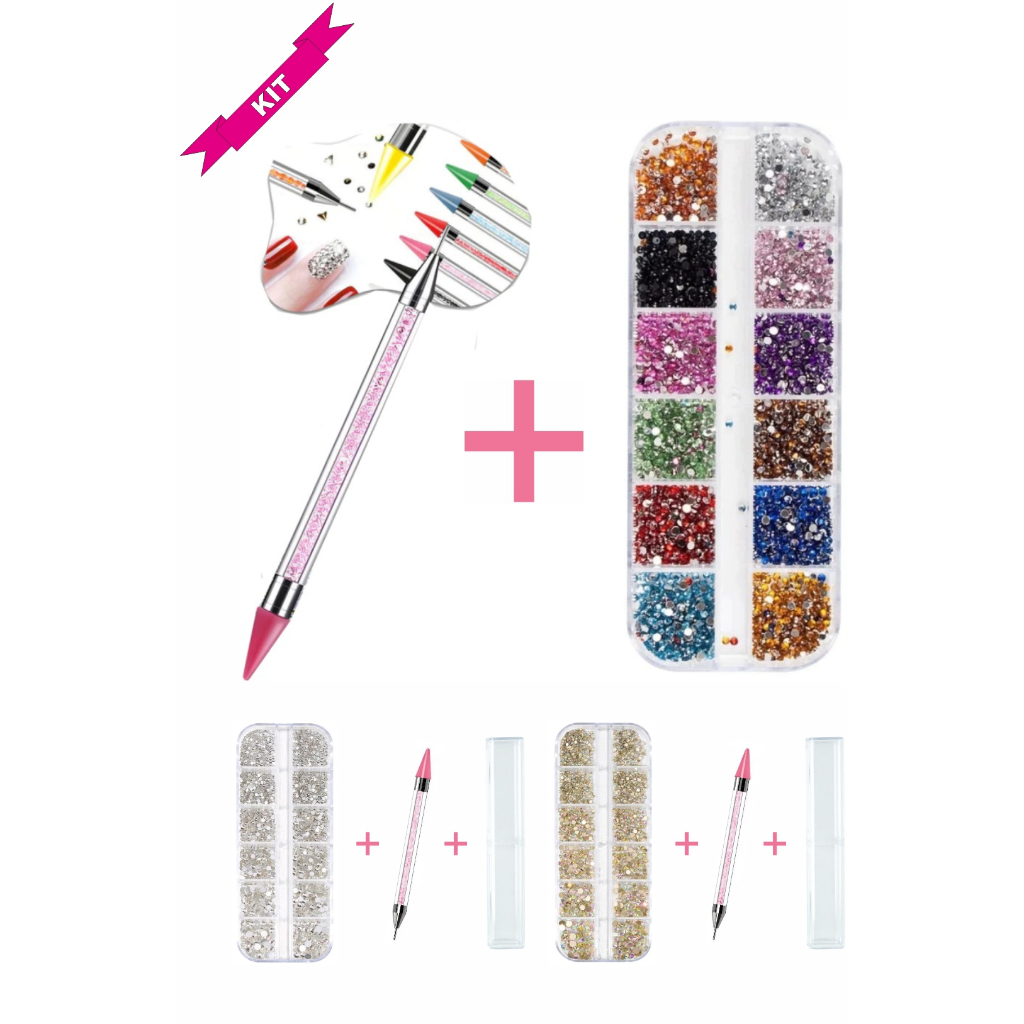 Decoração De Nail Art , Caneta de strass + Strass coloridos/prateados/dourados , Adequado Para Salão De Beleza