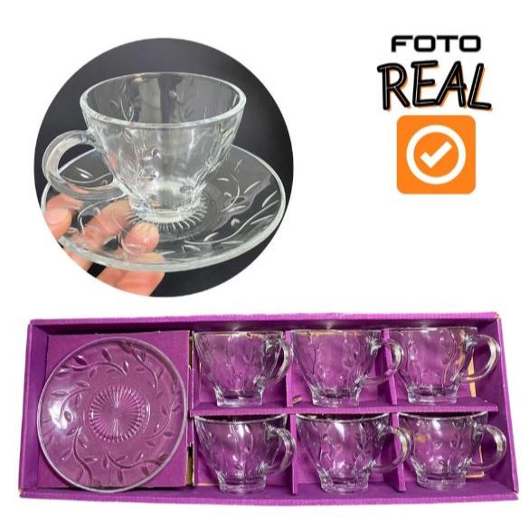 Jogo de Xícaras para Café Chá com Pires 220ml Flower 12 peças Caneca de Café Vintage Expresso