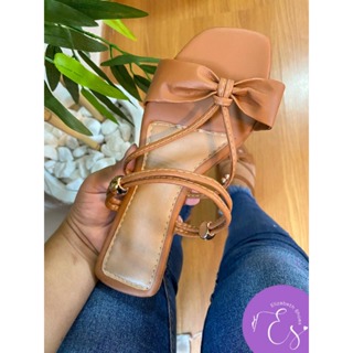 Sandália Rasteirinha Feminina Confortável Delicada Laços CARAMELO em Oferta na Shopee