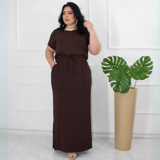 Conjunto Feminino moletinho Saia  Com Fenda Lateral blusa Manga Curta em Oferta na Shopee