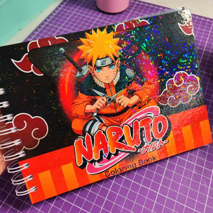 Livro de Colorir Infantil Naruto com 50 Folhas Estilo Bob Infantil Adulto Criativo Relaxante