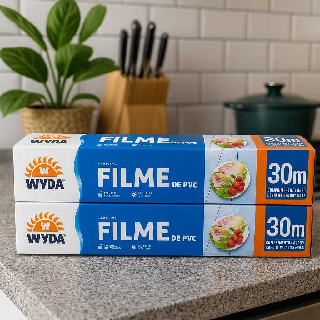 2 Caixas Filme PVC Wyda 28cm x 30 metros Rolo Plástico Protetor Alimentos Cozinha