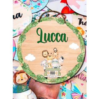 Safari  Enfeite Porta Maternidade Nome Personalizado Flâmula Redonda em Oferta na Shopee