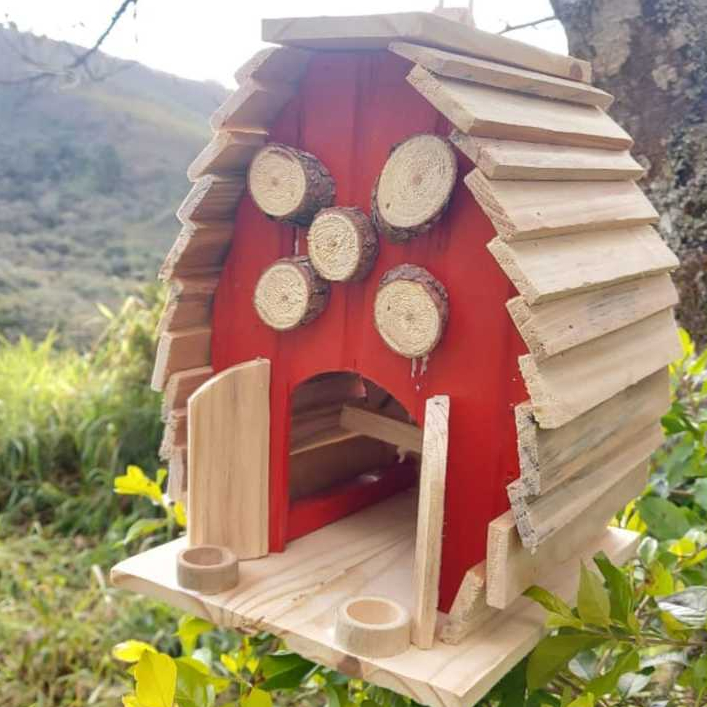 Casinha para Calopsita com Balanço - Animais Domésticos - Aves - Pássaros - Decoração