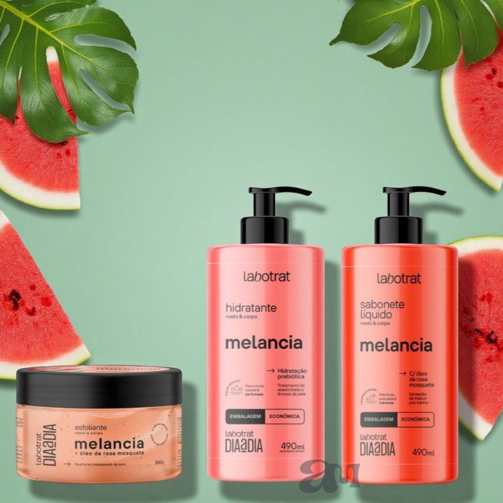 Kit Melancia Labotrat – Esfoliante 300 g + Hidratante 490 ml + Sabonete 490 ml Corpo e Rosto