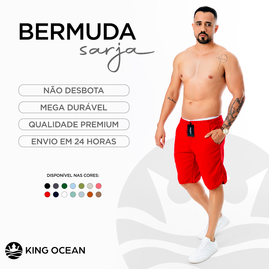 Bermuda Sarja Masculina Cadarço Premium Casual Lisas Envio Imediato em 24 Horas