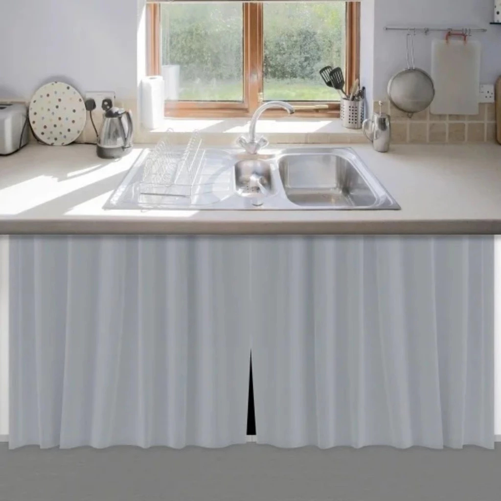 Cortina PVC para Pia 1,38x0,80 Impermeável Cozinha Banheiro Lavanderia | Cinza Branca Bege Preta