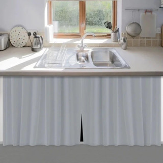 Cortina PVC para Pia 1,38x0,80 Impermeável Cozinha Banheiro Lavanderia | Cinza Branca Bege Preta