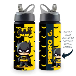 Garrafa de Alumínio do Batman 600ml Personalizada Com Nome